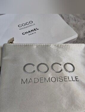 COCO Mademoiselle Off-White Satin Cosmetics Pouch